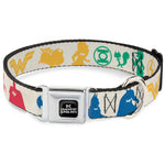 DC LEAGUE OF SUPER-PETS Logo Full Color Black/White Seatbelt Buckle Collar - DC League of Super-Pets Superhero with Pets and Logos Silhouette White/Multi Color