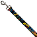 Dog Leash - Batman & Robin in Action w/Text Burgundy