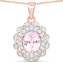 4.26 Carat Genuine Kunzite and White Topaz .925 Sterling Silver Pendant