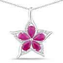 1.37 Carat Genuine Ruby and White Zircon .925 Sterling Silver Pendant