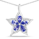 1.17 Carat Genuine Tanzanite and White Zircon .925 Sterling Silver Pendant
