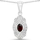 0.63 Carat Genuine Garnet and White Topaz .925 Sterling Silver Pendant