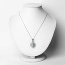 1.89 Carat Genuine Aquamarine and White Topaz .925 Sterling Silver Pendant