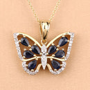 1.67 Carat Genuine Blue Sapphire and White Zircon .925 Sterling Silver Pendant