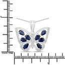 1.67 Carat Genuine Blue Sapphire and White Zircon .925 Sterling Silver Pendant