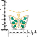 1.91 Carat Genuine Emerald and White Zircon .925 Sterling Silver Pendant