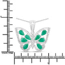 1.91 Carat Genuine Emerald and White Zircon .925 Sterling Silver Pendant