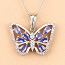 1.75 Carat Genuine Tanzanite and White Zircon .925 Sterling Silver Pendant