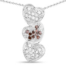 0.45 Carat Genuine Red Diamond and White Diamond .925 Sterling Silver Pendant