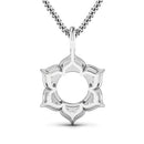 0.14 Carat Genuine White Diamond 14K White Gold Semi Mount Pendant - holds 8.00mm Round Gemstone