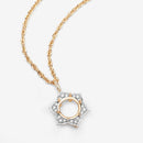 0.14 Carat Genuine White Diamond 14K Yellow Gold Semi Mount Pendant - holds 8.00mm Round Gemstone