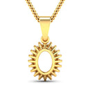 0.13 Carat Genuine White Diamond 14K Yellow Gold Semi Mount Pendant - holds 8x6mm Oval Gemstone