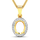 0.22 Carat Genuine White Diamond 14K Yellow Gold Semi Mount Pendant - holds 9x7mm Oval Gemstone