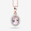 0.81 Carat Genuine Morganite and White Diamond 14K Rose Gold Pendant