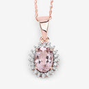 0.81 Carat Genuine Morganite and White Diamond 14K Rose Gold Pendant