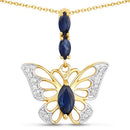 0.92 Carat Genuine Blue Sapphire and White Zircon .925 Sterling Silver Pendant