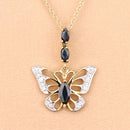 0.92 Carat Genuine Blue Sapphire and White Zircon .925 Sterling Silver Pendant