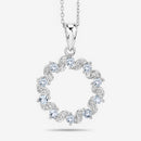 1.10 Carat Genuine Aquamarine and White Topaz .925 Sterling Silver Pendant