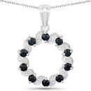 1.30 Carat Genuine Blue Sapphire and White Topaz .925 Sterling Silver Pendant
