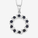 1.30 Carat Genuine Blue Sapphire and White Topaz .925 Sterling Silver Pendant