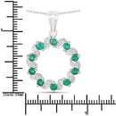1.10 Carat Genuine Emerald and White Topaz .925 Sterling Silver Pendant
