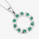 1.10 Carat Genuine Emerald and White Topaz .925 Sterling Silver Pendant