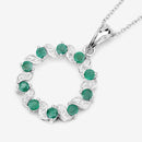 1.10 Carat Genuine Emerald and White Topaz .925 Sterling Silver Pendant