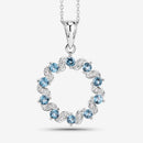 1.50 Carat Genuine London Blue Topaz and White Topaz .925 Sterling Silver Pendant