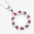 1.30 Carat Genuine Pink Tourmaline and White Topaz .925 Sterling Silver Pendant