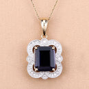 4.07 Carat Genuine Iolite and White Diamond 14K Yellow Gold Pendant