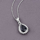 2.09 Carat Genuine Blue Sapphire and White Diamond 14K White Gold Pendant