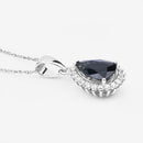 2.09 Carat Genuine Blue Sapphire and White Diamond 14K White Gold Pendant