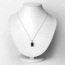 3.55 Carat Genuine Green Tourmaline and White Diamond 14K White Gold Pendant