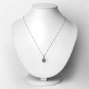 1.39 Carat Genuine Green Tourmaline and White Diamond 14K White Gold Pendant