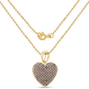 14K Yellow Gold Plated 0.68 Carat Genuine Champagne Diamond .925 Sterling Silver Heart Shape Pendant