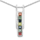 1.05 Carat Genuine Multi Sapphire .925 Sterling Silver Pendant