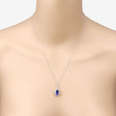 3.05 Carat Genuine Tanzanite and White Diamond 14K White Gold Pendant