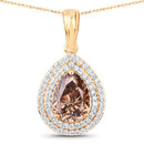 IGI Certified 2.01 Carat Genuine Brown Diamond Center and 0.29cttw White Diamond 18K Yellow Gold Pendant (2.30cttw)