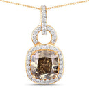 IGI Certified 2.50 Carat Genuine Brown Diamond Center and 0.31cttw White Diamond 18K Yellow Gold Pendant (2.81cttw)