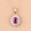 0.95 Carat Genuine Ruby and White Diamond 10K Yellow Gold Pendant