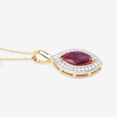 1.52 Carat Genuine Ruby and White Diamond 10K Yellow Gold Pendant