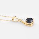 0.88 Carat Genuine Blue Sapphire and White Diamond 10K Yellow Gold Pendant