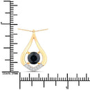 1.24 Carat Genuine Blue Sapphire and White Diamond 10K Yellow Gold Pendant