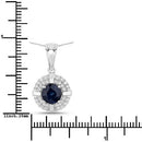 1.71 Carat Genuine Blue Sapphire and White Diamond 10K White Gold Pendant