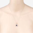1.71 Carat Genuine Blue Sapphire and White Diamond 10K Yellow Gold Pendant