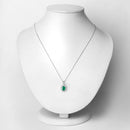 0.79 Carat Genuine Zambian Emerald and White Diamond 10K White Gold Pendant