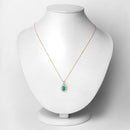 0.79 Carat Genuine Zambian Emerald and White Diamond 10K Yellow Gold Pendant