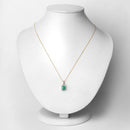 0.83 Carat Genuine Zambian Emerald and White Diamond 10K Yellow Gold Pendant