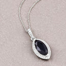 2.27 Carat Genuine Blue Sapphire and White Diamond 10K White Gold Pendant