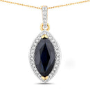 2.27 Carat Genuine Blue Sapphire and White Diamond 10K Yellow Gold Pendant